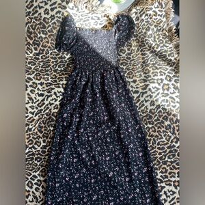 Ardene Black Maxi Dress with Pink Floral Print